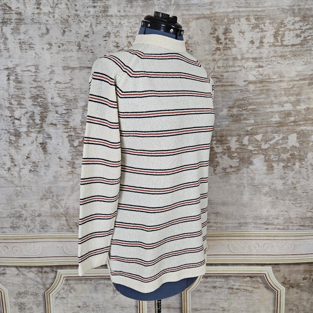 Vintage 70s Pullover Striped Top S Women's S vtg 1970s Academia Mod Beatnik - Picture 6 of 6